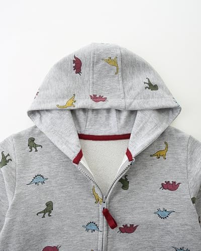 Baby Toddler Boys Dinosaur Hooded Zip Jacket Casual Outerwear Active Sweatshirt - Image 3