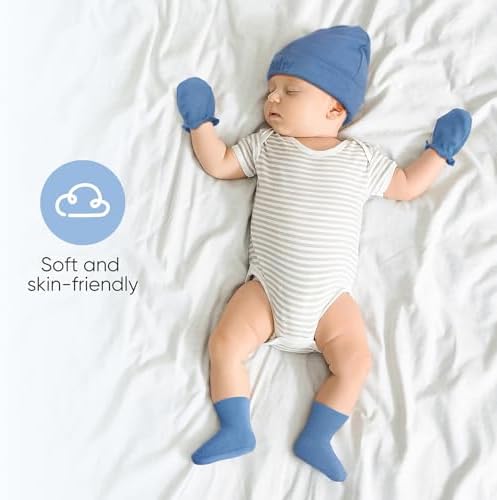 BQUBO Newborn Baby Hat Mittens Socks Set Infant Cotton Beanie Gloves Thick Warm - Image 2