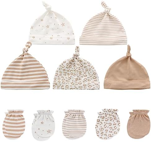 MAMIMAKA Baby Hat and Mittens Set Newborn Baby Hats Caps by MAMIMAKA