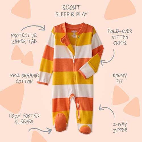 Butterblu Scout Sleep & Play 100% Organic Cotton Footed Zip Front PJs | GOTS - Image 2