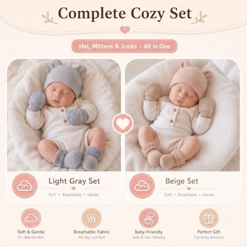 24Pcs Preemie Hats Mittens and Socks Set Combed Cotton Newborn Baby Boy Girl - Image 5