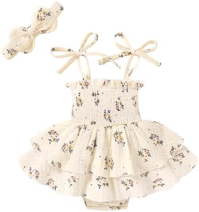 YOUNGER TREE Baby Girl Clothes Infant Summer Romper Dress Sleeveless Bodysuit by YOUNGERTREE