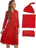 Maternity Robe with Matching Swaddle Blanket Set, Maternity Barhrobe Delivery by QTECLOR