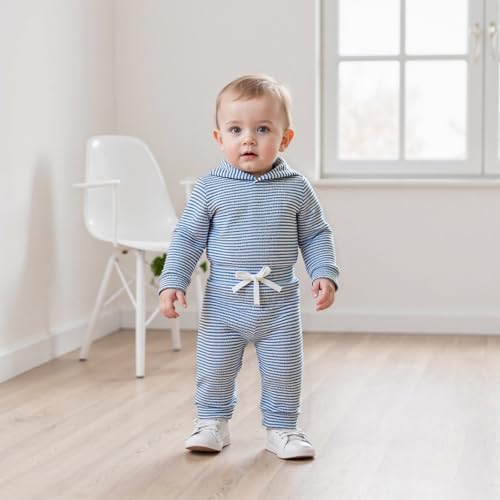 Thorn Tree Newborn Unisex Baby Clothes Set Hooded Long Sleeve Bodysuit Stretchy - Image 2