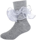 Girls Ruffle Socks Double Lace Turn Cuff Frilly Church Dress Socks by MKYSZLTSOCKS-EnjoyComfort