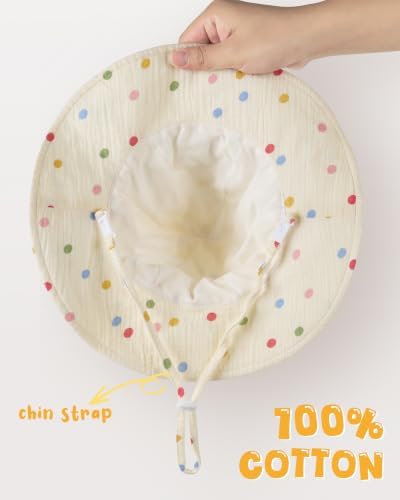 HONGTEYA Baby Sun Hat Muslin Wide Brim Toddler Girl Beach Bucket Hat - Image 4