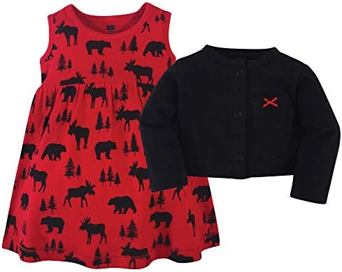 Hudson Baby Infant and Toddler Girls Cotton Dress and Cardigan Set - Image 3