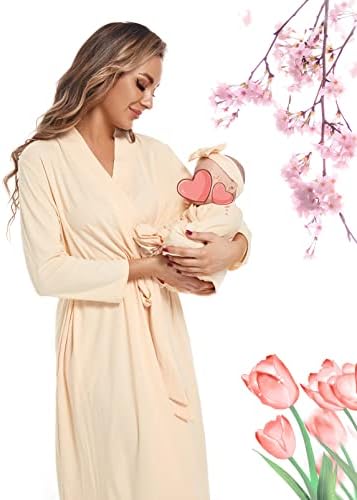 Maternity Robe with Matching Swaddle Blanket Set, Maternity Barhrobe Delivery - Image 2