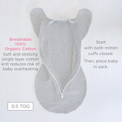 SwaddleDesigns Organic Transitional Swaddle Sack, Arms Up Half-Length Sleeves & - Image 6