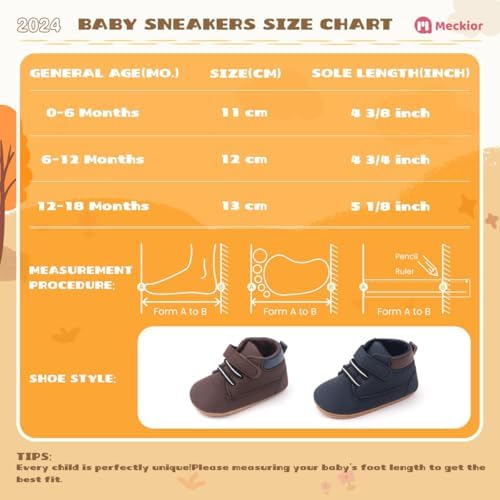Meckior Toddler Baby Boys Girls High Tops Ankle Sneakers Soft Anti-Slip Sole PU - Image 6