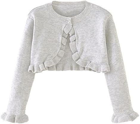 Toddler Girls Cardigan Sweater Bolero Shrug Baby Kids Long Sleeve Cropped Dress by Miccina