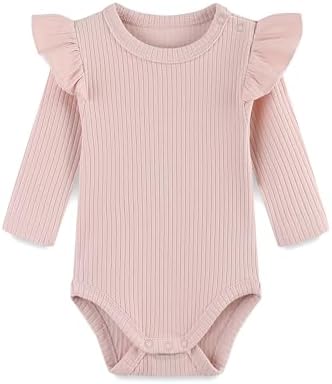 Baby Girl Knit Ruffle Outfit Clothes Ribbed 100% Organic Cotton Solid Color by Unknown
