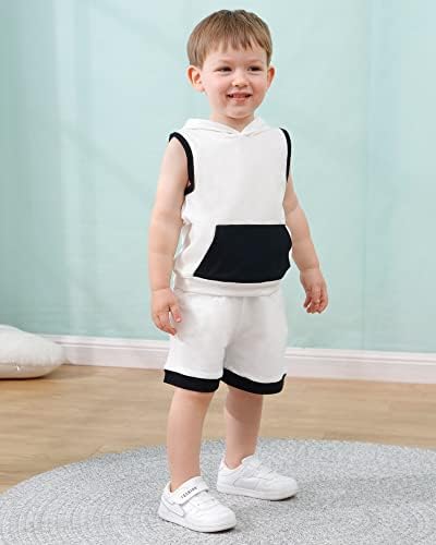SANMIO Toddler Boy Clothes Summer Outfits Hoodie Tank Tops and Shorts Set - Image 2