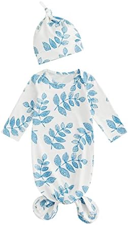 Newborn Baby Girl Floral Sleep Gown Headband Sleepwear Outfit by Merqwadd