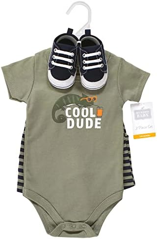 Hudson Baby Unisex Baby Cotton Bodysuit, Shorts and Shoe Set - Image 2