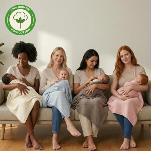 Receiving Blankets, 100% Organic Cotton Knit, Newborn Baby Swaddle | - Image 5