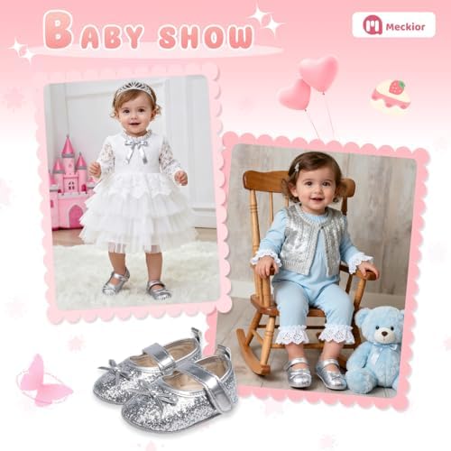 Meckior Infant Baby Girls Soft Sole Bowknot Princess Wedding Dress Mary Jane - Image 3