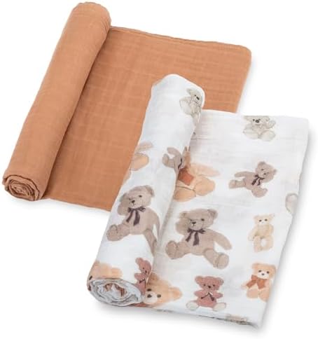 LollyBanks Baby Swaddle Blankets 2 Pack, 100% Cotton Muslin Blanket 47 x 47 by LollyBanks