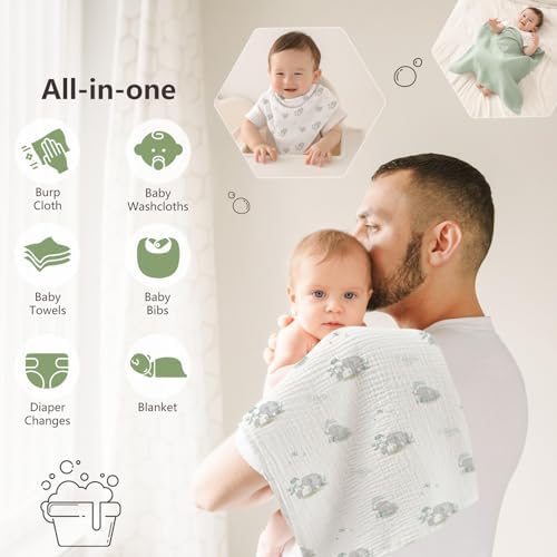 Susurration Muslin Burp Cloths 24x24 Inches Ultra Soft 100% Cotton | 7 Pack - Image 3