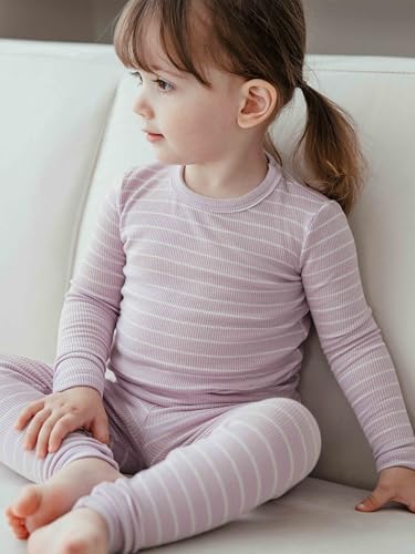 AVAUMA Stripe Pattern Baby Boys Girls Pajama Set Kids Toddler Snug fit Ribbed - Image 5