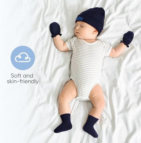 BQUBO Newborn Baby Hat Mittens Socks Set Infant Cotton Beanie Gloves Thick Warm - Image 2