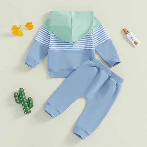 Infant Baby Boy Fall Winter Clothes Outfit Hooded Long Sweatshirt Pant Set - Image 3