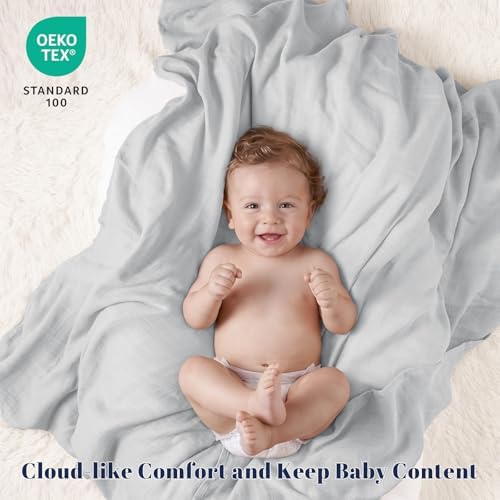PHF Muslin Swaddle Blankets for Newborn, Large 47x 47 Inches 4 Pack Organic - Image 5