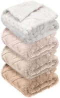VitalCozy 4 Pcs Fleece Baby Blankets 3D Plush Soft Newborn, Khaki Set | by VitalCozy