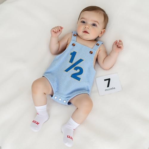 Honganda Baby Boy 1/2 Birthday Outfit Half Way to One Cake Smash Romper - Image 2