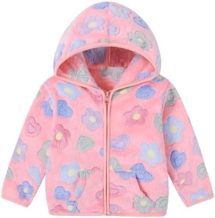 Toddler Baby Girl Fleece Jackets Fall Clothes Hooded Zip Fuzzy Coats by Adarl