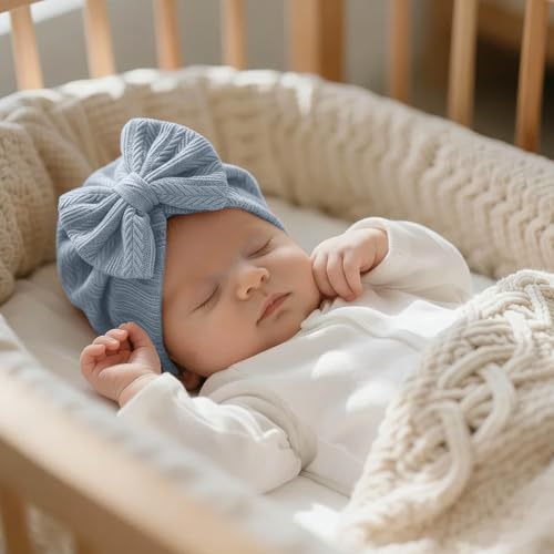 BQUBO Baby Turban Hats and Mittens Set Newborn Infant Hospital Hats Caps - Image 4