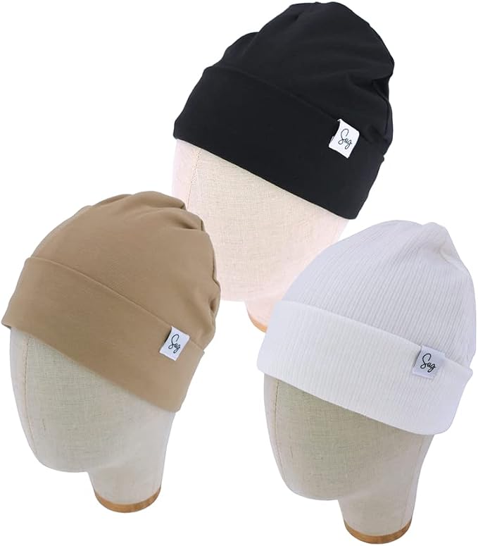 Jersey Beanie Hat for Newborn Baby Boys Girls Silky Satin Lined Hats Bonnet - Image 2