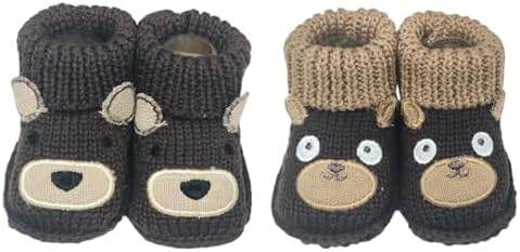 2 pairs Cute Knit Animal Baby Booties by Unknown