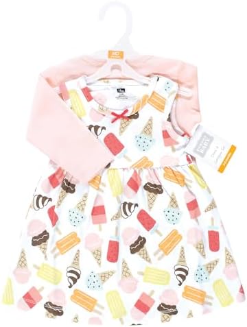 Hudson Baby Infant and Toddler Girls Cotton Dress and Cardigan Set - Image 2