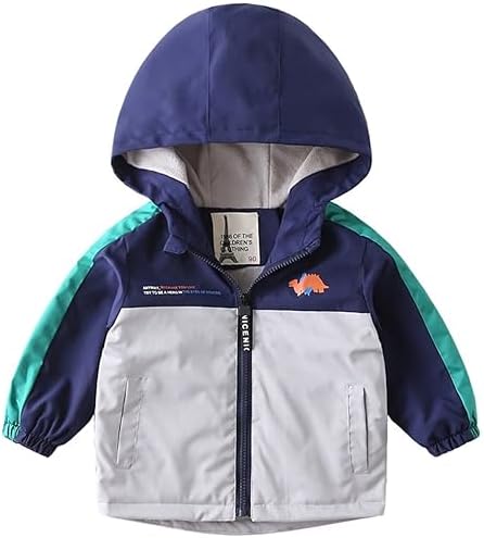 Boys' Hooded Dinosaur Jacket Windbreaker Outerwear by Banibear