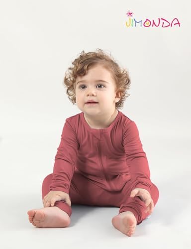 Jimonda Baby Romper Boys Girls Bamboo Pajamas 2-Way Zipper Footless Unisex Long - Image 4