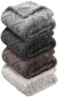 VitalCozy 4 Pcs Fleece Baby Blankets 3D Plush Soft Newborn, Dark Color | by VitalCozy