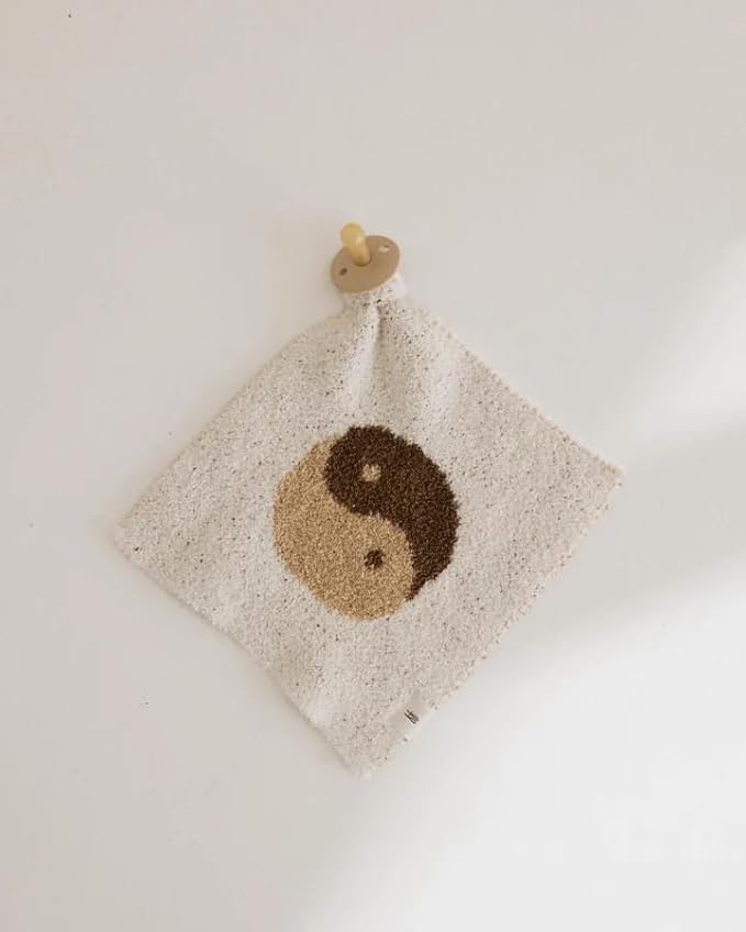 Forever French Baby | Lovey | Pacifier Holder | Lovey Gifts | Boy & Girl | Ideal for Age 0 Months & Up | Microfiber Feather Yarn (Brown Sugar Yin Yang)