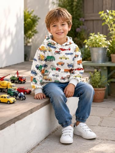 RETSUGO Baby Boys Dinosaurs Hoodie Boy Girls Truck Pullover - Image 2