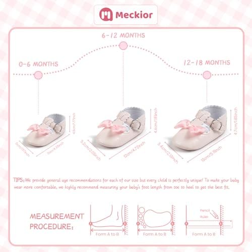 Meckior Infant Baby Girls Soft Sole Bowknot Princess Wedding Dress Mary Jane - Image 6