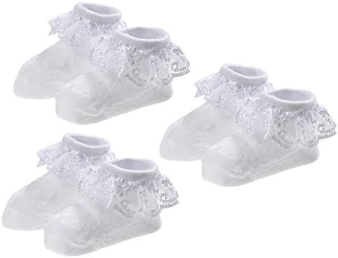 EPEIUS Baby Girl Ruffle Socks, Eyelet Frilly Lace Socks by EPEIUS