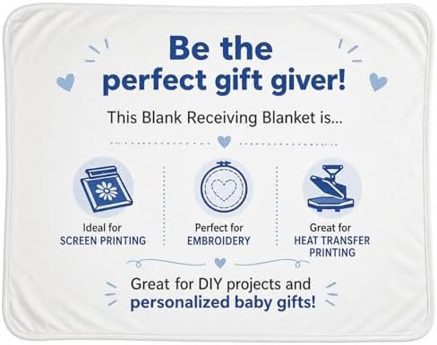 Blank Receiving Blanket for Babies, Customizable Baby Blanket for Embroidery - Image 6