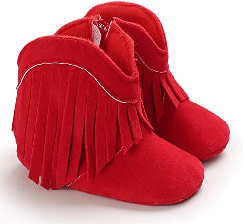 SOFMUO Suede Fringe Baby Cowboy Boots Side Zipper Non Slip Infant Booties - Image 6