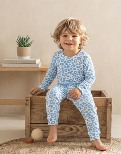 moimoln Cotton Modal Baby Toddler Pajamas Check Solid Leopard 6M-8Y - Image 2