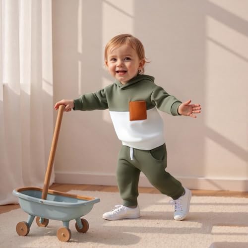 Infant Baby Boy Fall Winter Clothes Outfit Hooded Long Sweatshirt Pant Set - Image 3