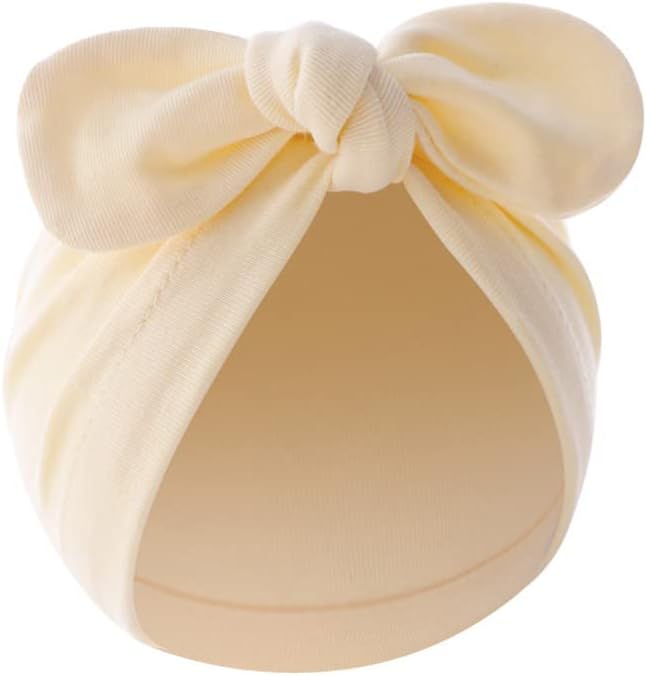 4PCS Newborn Baby Bow Knot Turban Hat Infant Toddler Hospital Hat Cotton Head - Image 2