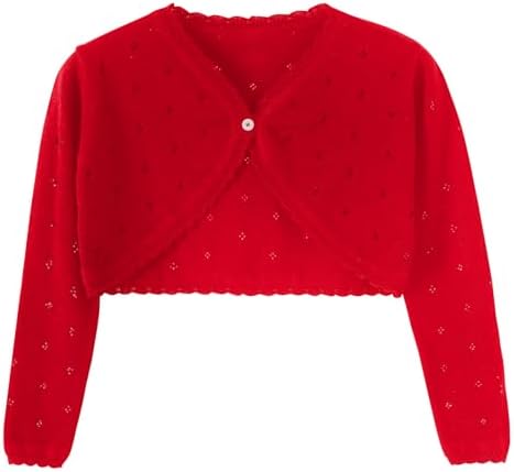 Girls Cardigan, Girls Bolero Shrug Sweater, Kids Knit Hollow Out Long Sleeve by Hvididan