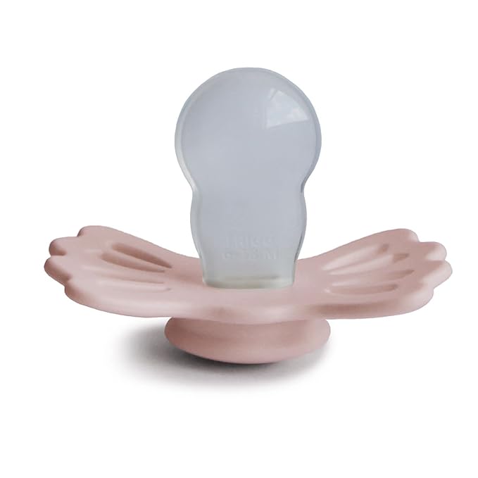 FRIGG Lucky Symmetrical SilkySoft Silicone Baby Pacifier | Made in Denmark | BPA-Free (Blush/Cedar, 6-18 Months)