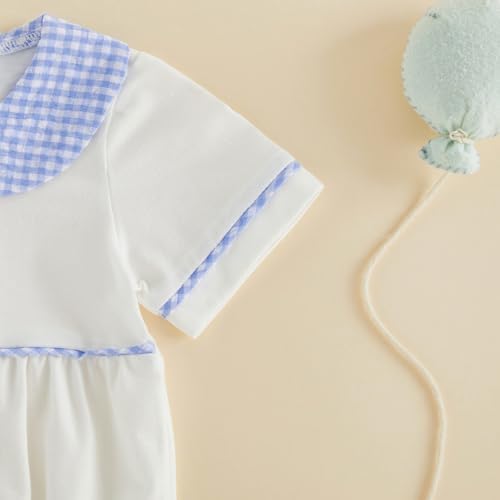 Baby Boy Girl Bubble Romper Short Sleeve Collar Summer Bodysuit - Image 5