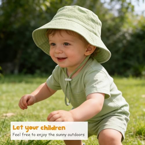 Baby Sun Hat Infant Toddler Summer Cotton Yarn Beach Bucket Hat - Image 3